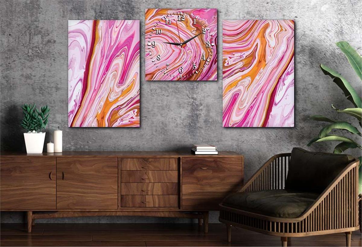 Tempered Glasss Wall Arts Art-Themed Set with Clock