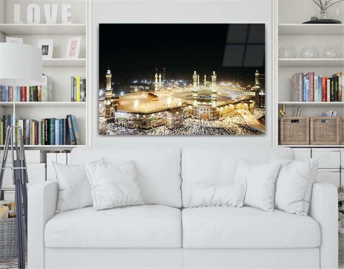 Ka’bah  on Glass Print Caaba Glass Wall Art Kaaba Tempered Glass Wall Art