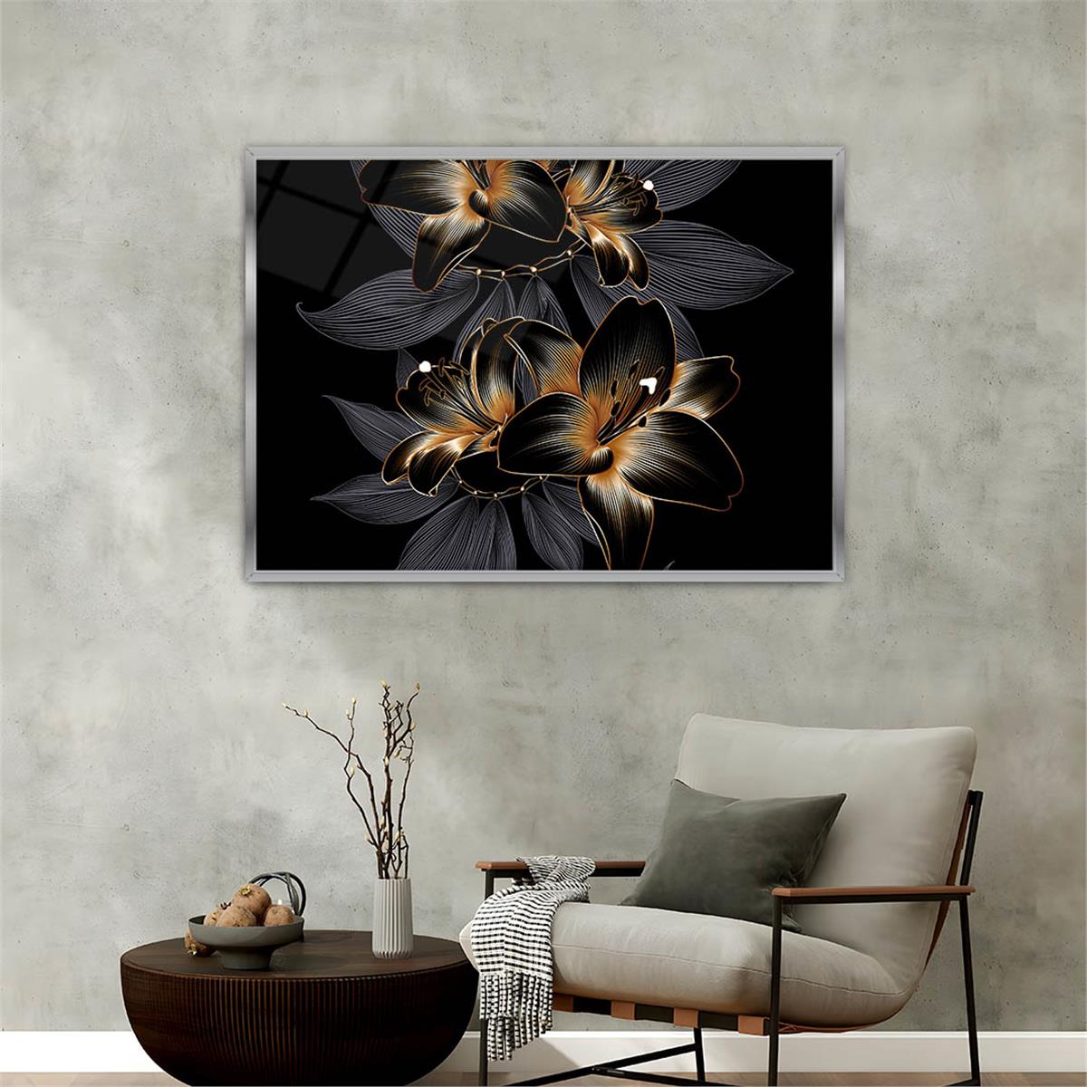 Aluminum-Framed Art-Themed Tempered Glass Wall Art 159