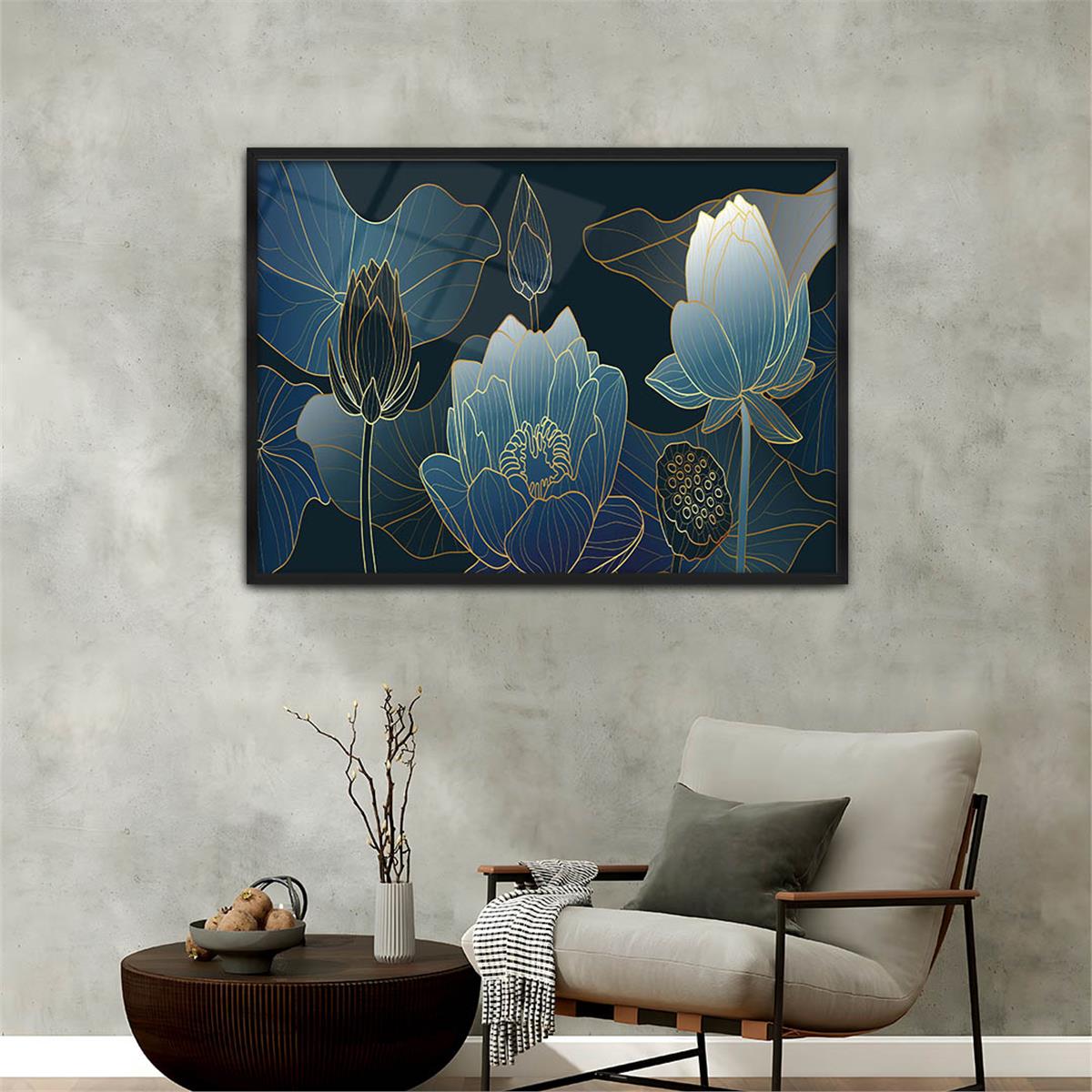 Aluminum-Framed Art-Themed Tempered Glass Wall Art 162