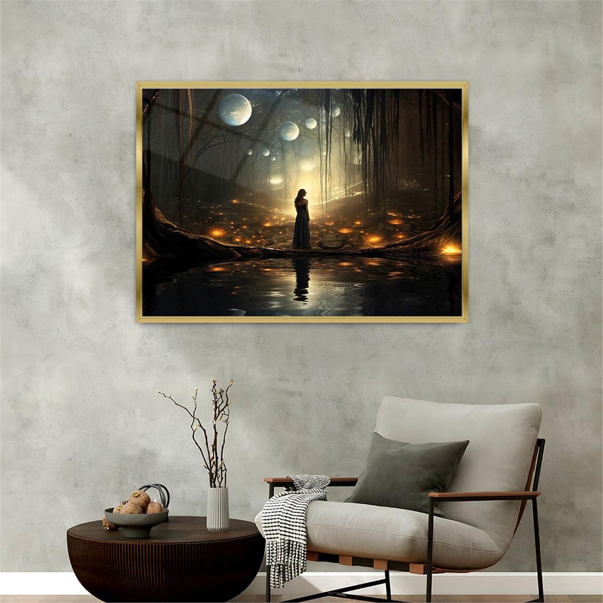 Aluminum-Framed Art-Themed Tempered Glass Wall Art 066