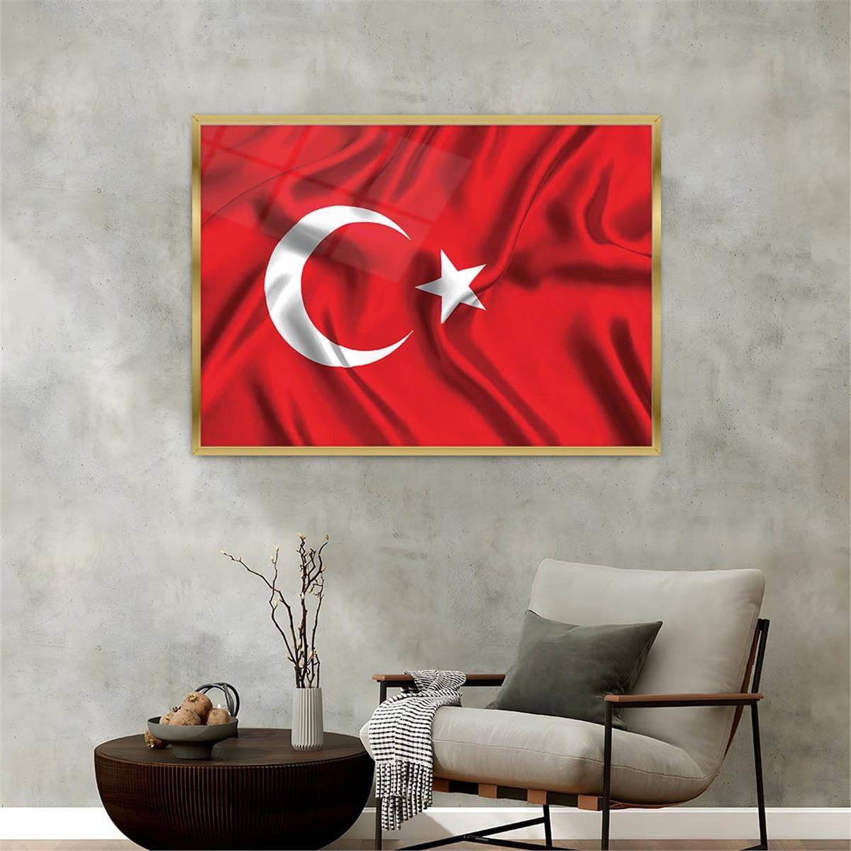 Alüminyum Çerçeveli Vatan Temalı Cam Tablo 077