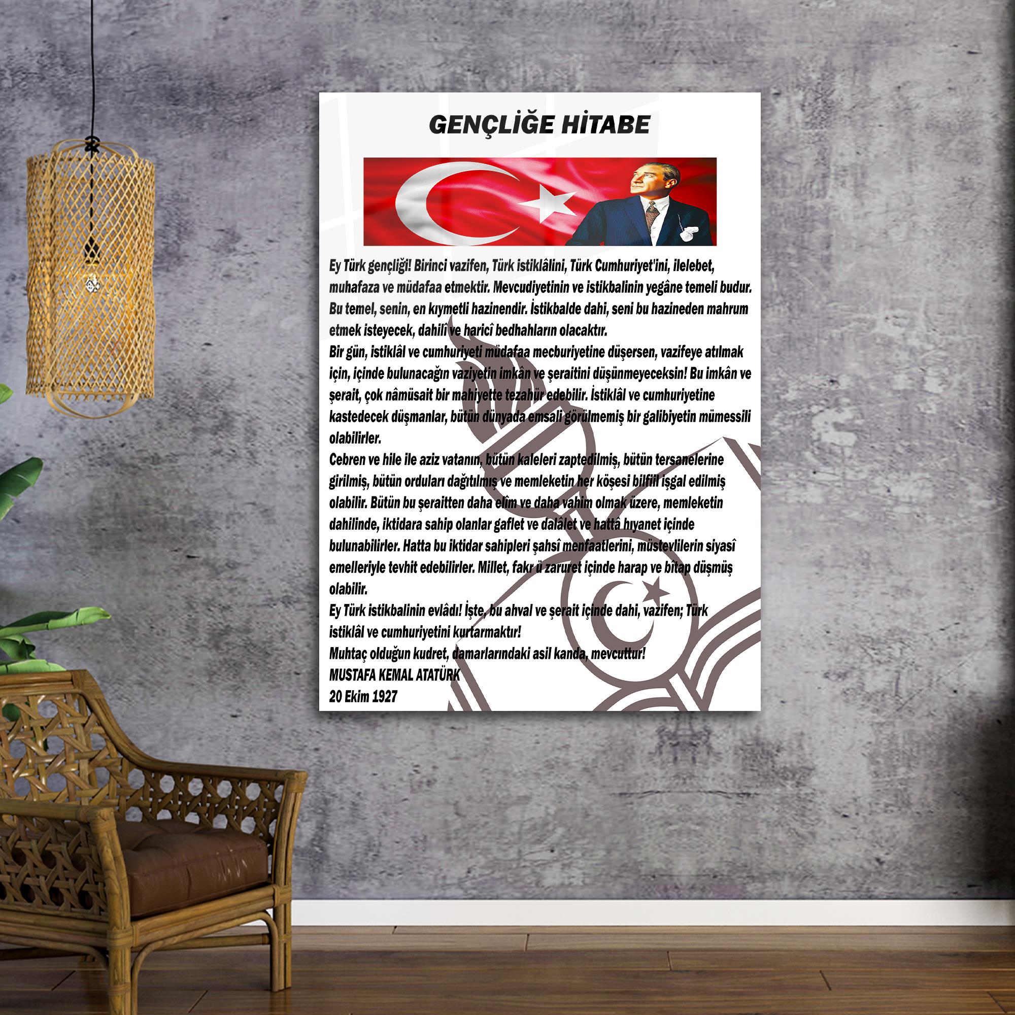 GENÇLİĞE HİTABE YAZILI CAM TABLO 