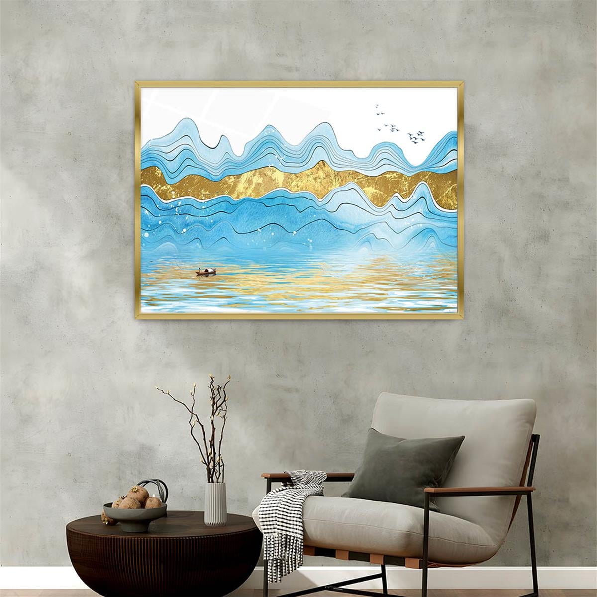 Aluminum-Framed Art-Themed Tempered Glass Wall Art 040