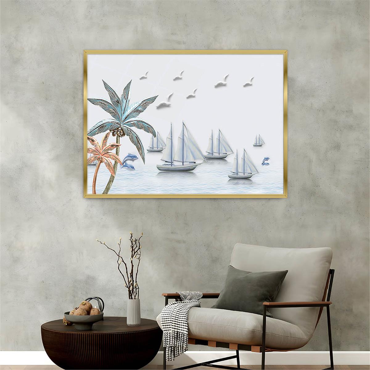 Aluminum-Framed Art-Themed Tempered Glass Wall Art 038