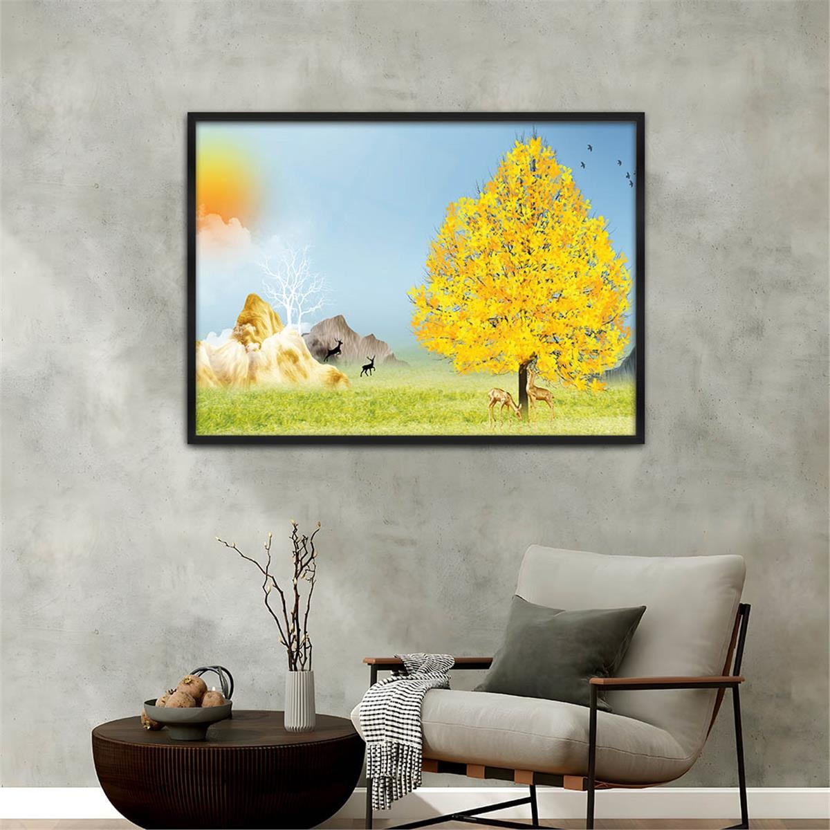 Aluminum-Framed Art-Themed Tempered Glass Wall Art 039