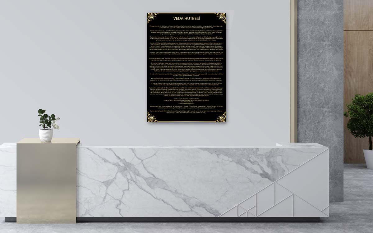 Farewell Sermon Glass Wall Art with Türkish Script