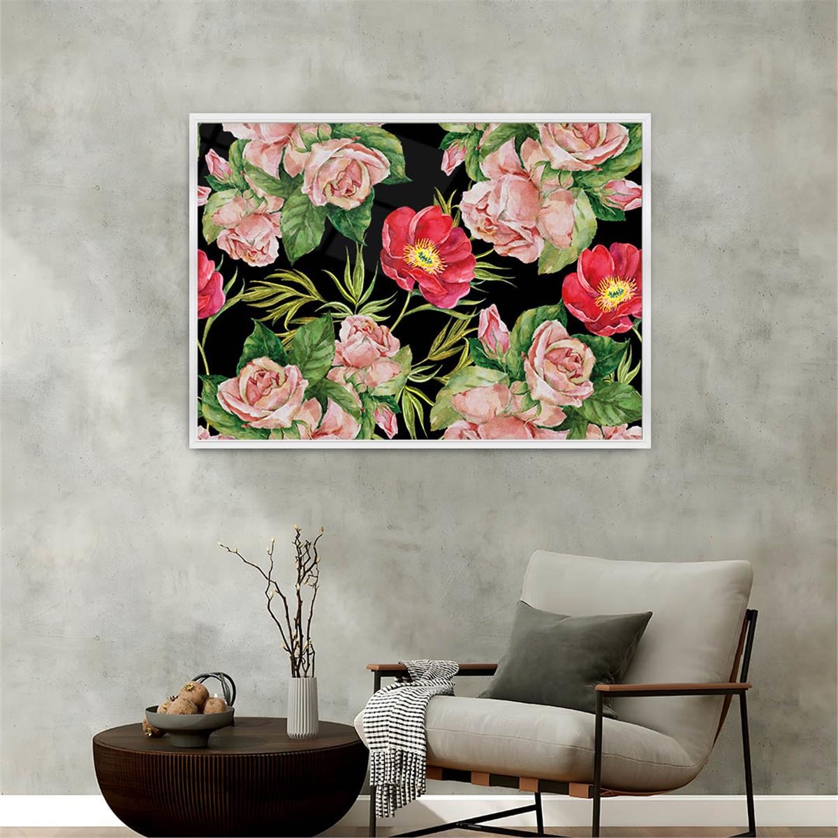 Aluminum-Framed Art-Themed Tempered Glass Wall Art 091