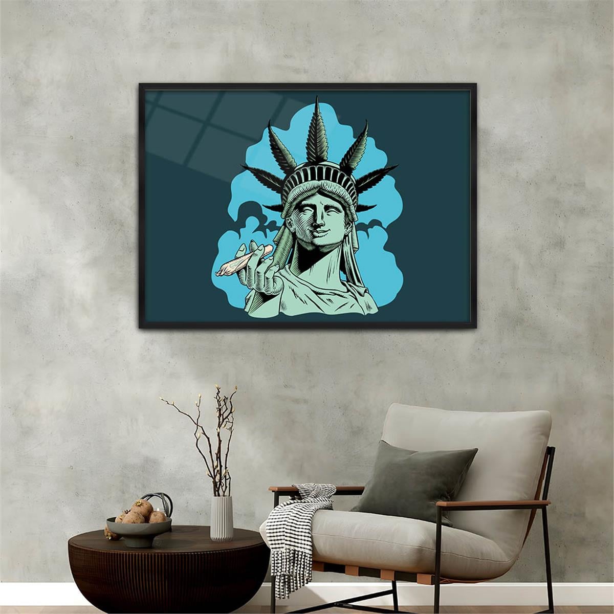 Aluminum-Framed Art-Themed Tempered Glass Wall Art 160