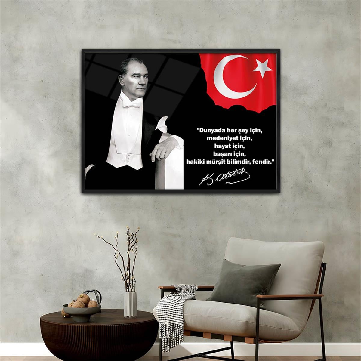 Alüminyum Çerçeveli Vatan Temalı Cam Tablo 049