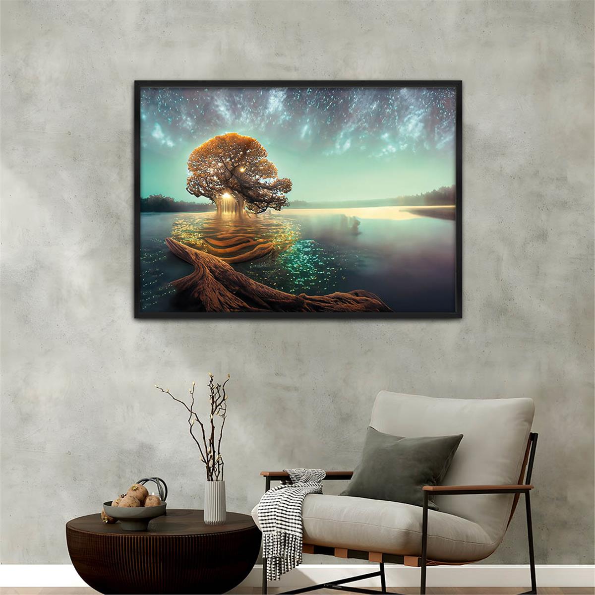 Aluminum-Framed Art-Themed Tempered Glass Wall Art 064