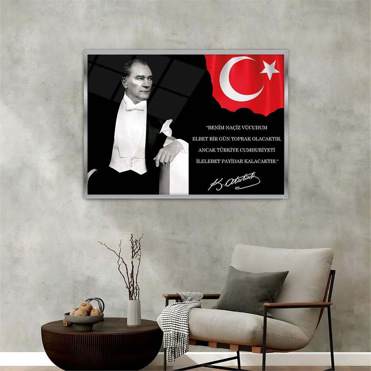 Alüminyum Çerçeveli Vatan Temalı Cam Tablo 001