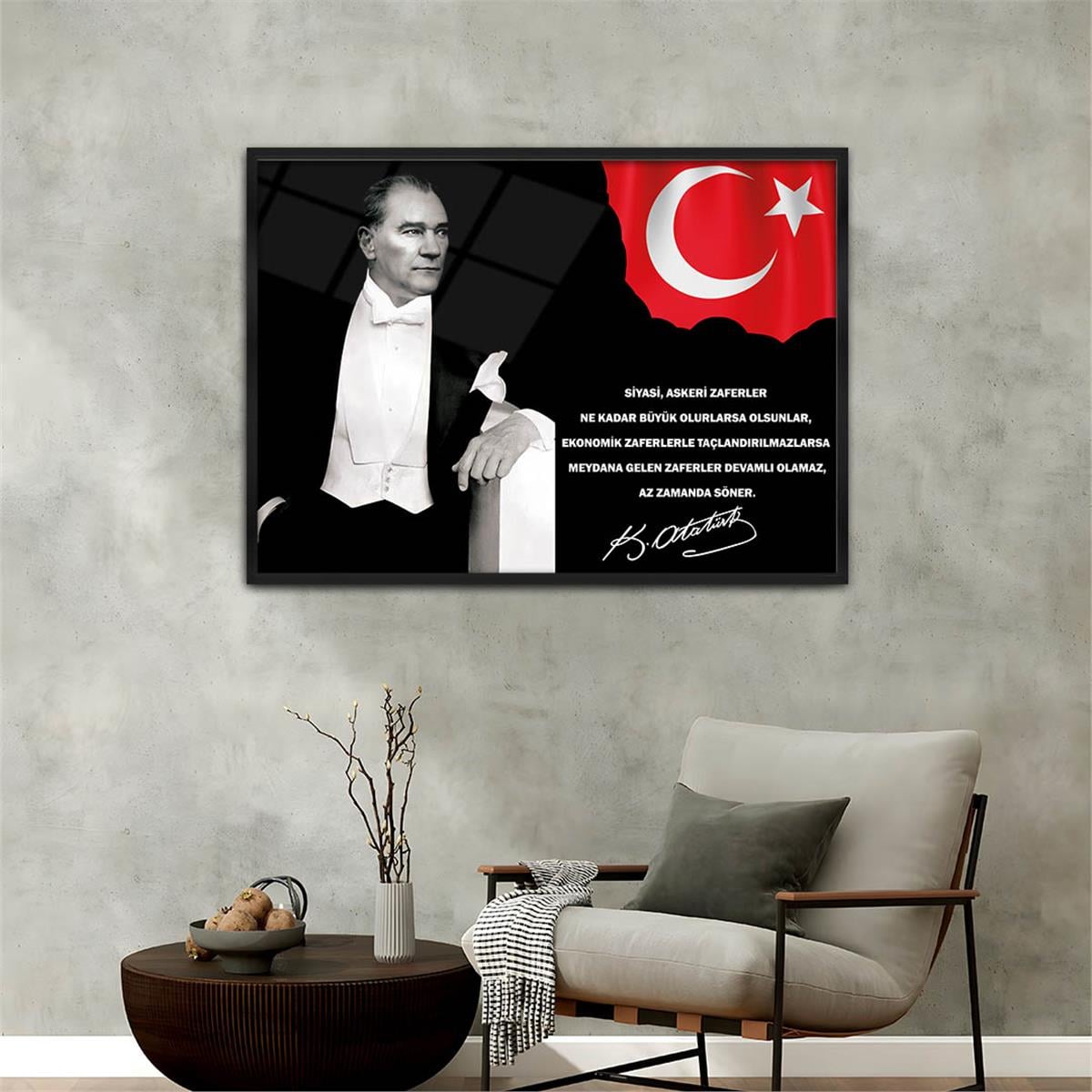 Alüminyum Çerçeveli Vatan Temalı Cam Tablo 050