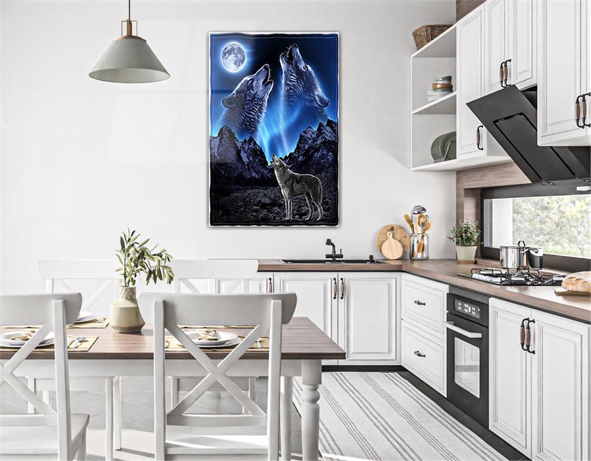 Howling Wolf Glass Wall Art