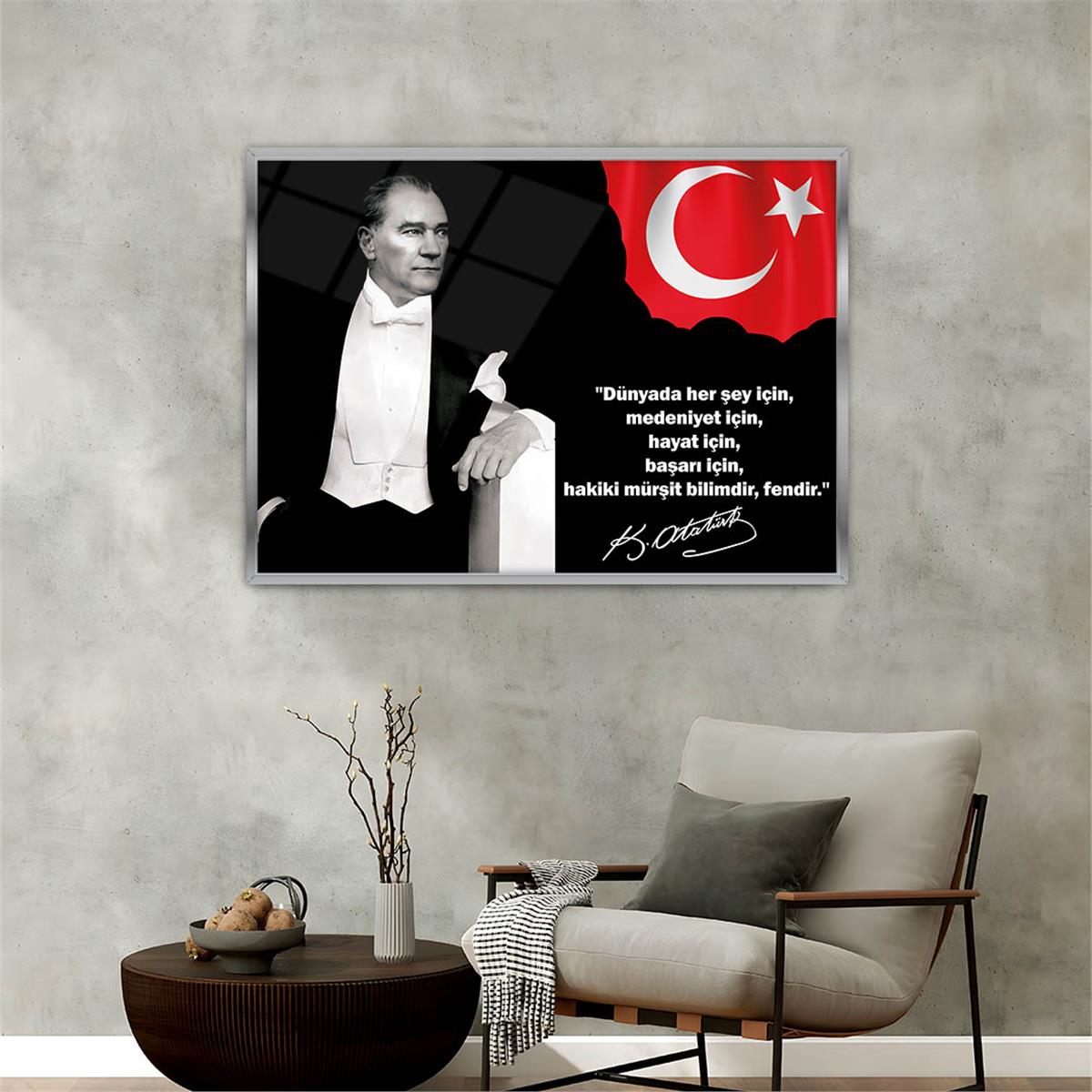 Alüminyum Çerçeveli Vatan Temalı Cam Tablo 049