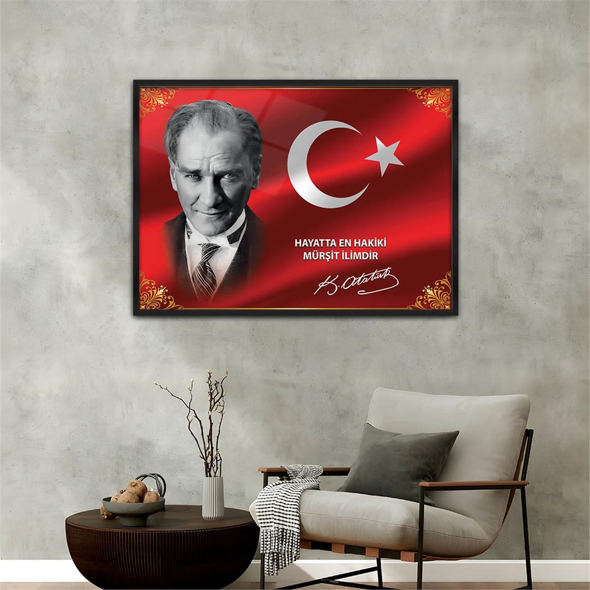 Aluminum-Framed National-Themed Tempered Glass Wall Art 085