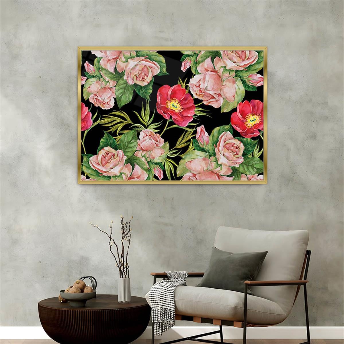Aluminum-Framed Art-Themed Tempered Glass Wall Art 091