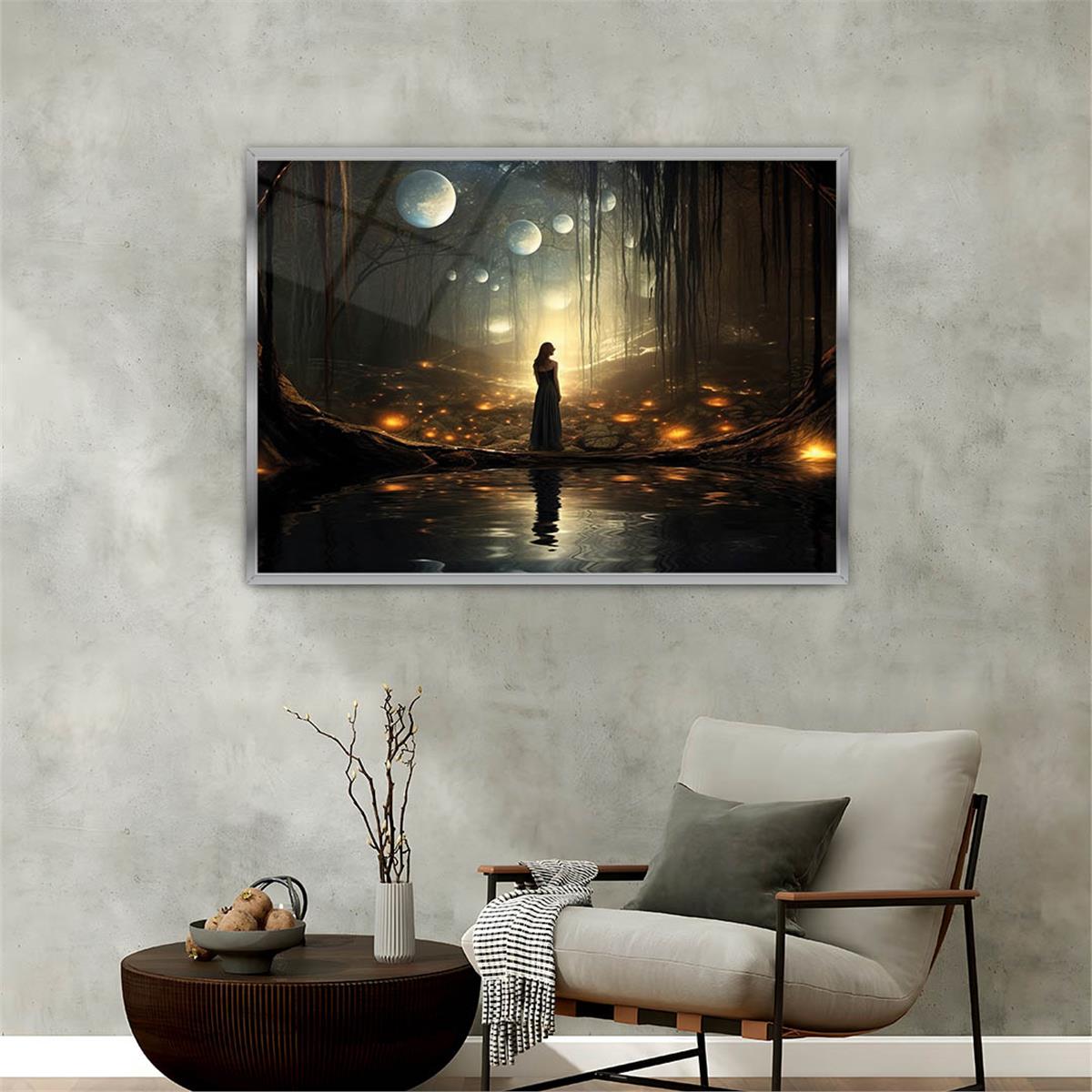 Aluminum-Framed Art-Themed Tempered Glass Wall Art 066