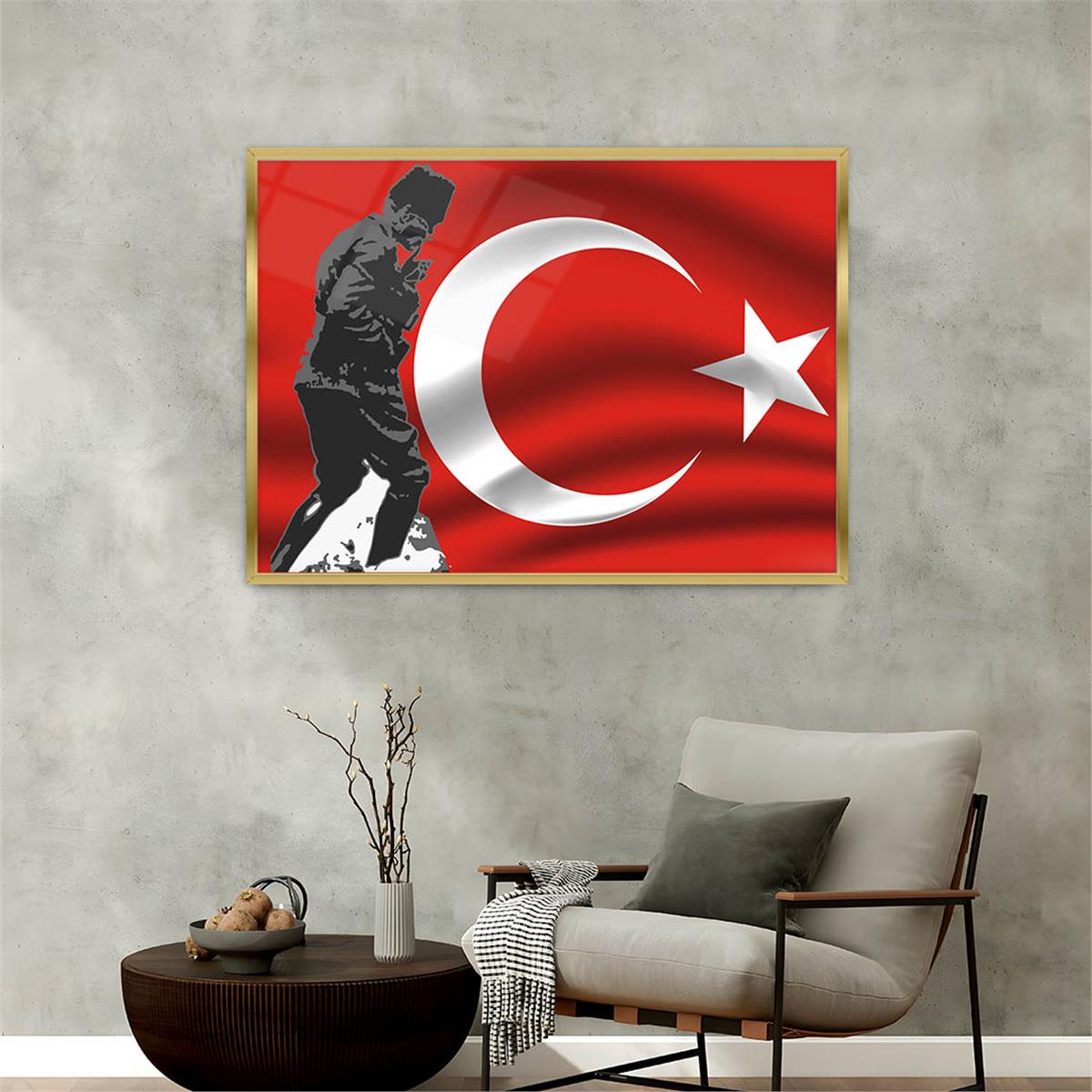 Alüminyum Çerçeveli Vatan Temalı Cam Tablo 027