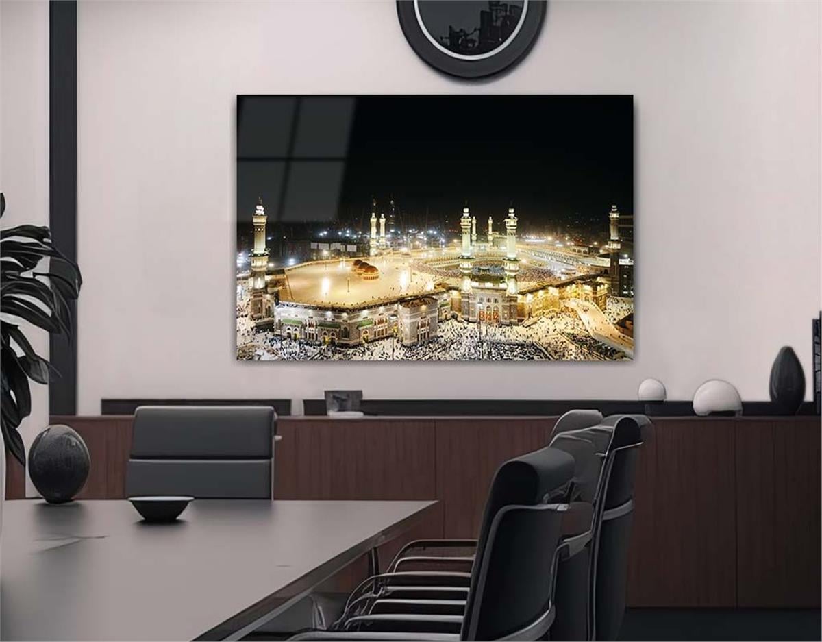 Ka’bah  on Glass Print Caaba Glass Wall Art Kaaba Tempered Glass Wall Art