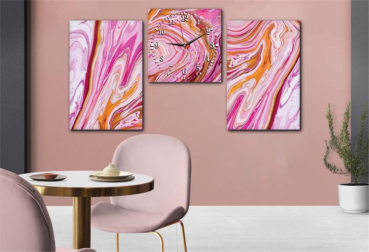 Tempered Glasss Wall Arts Art-Themed Set with Clock