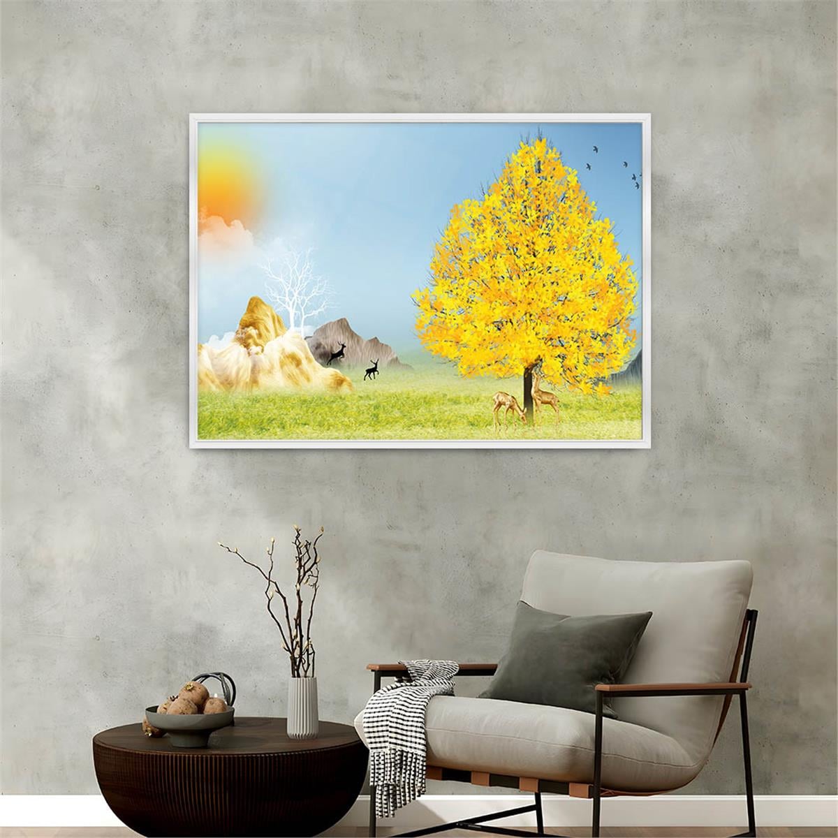 Aluminum-Framed Art-Themed Tempered Glass Wall Art 039