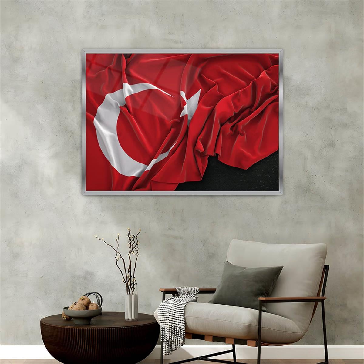 Alüminyum Çerçeveli Vatan Temalı Cam Tablo 051
