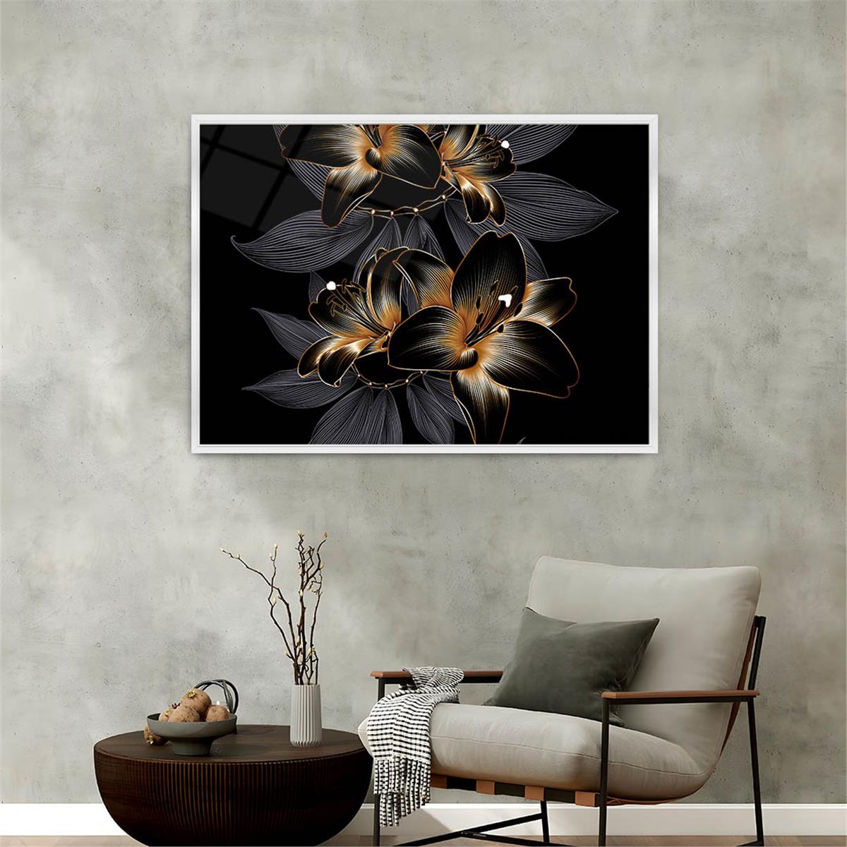Aluminum-Framed Art-Themed Tempered Glass Wall Art 159