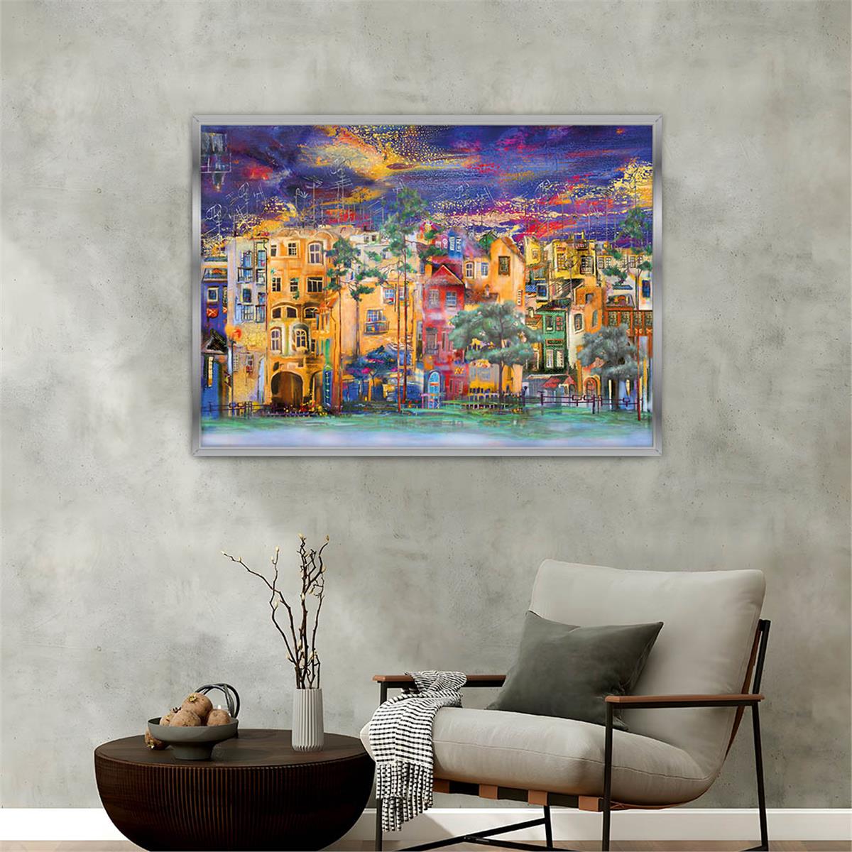 Aluminum-Framed Art-Themed Tempered Glass Wall Art 088