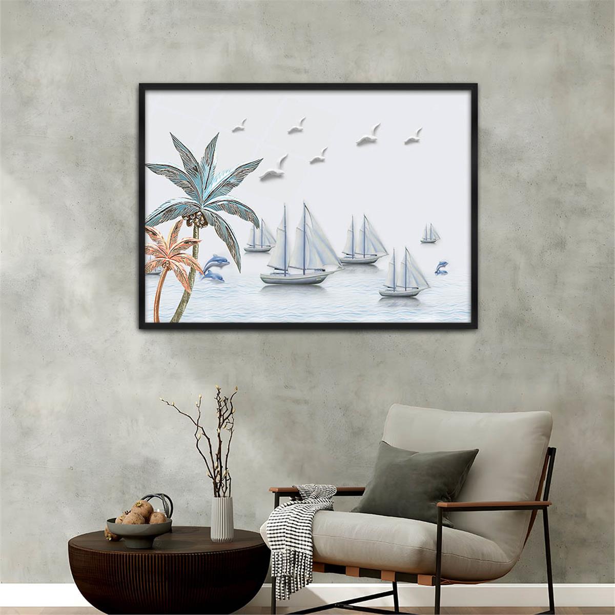 Aluminum-Framed Art-Themed Tempered Glass Wall Art 038