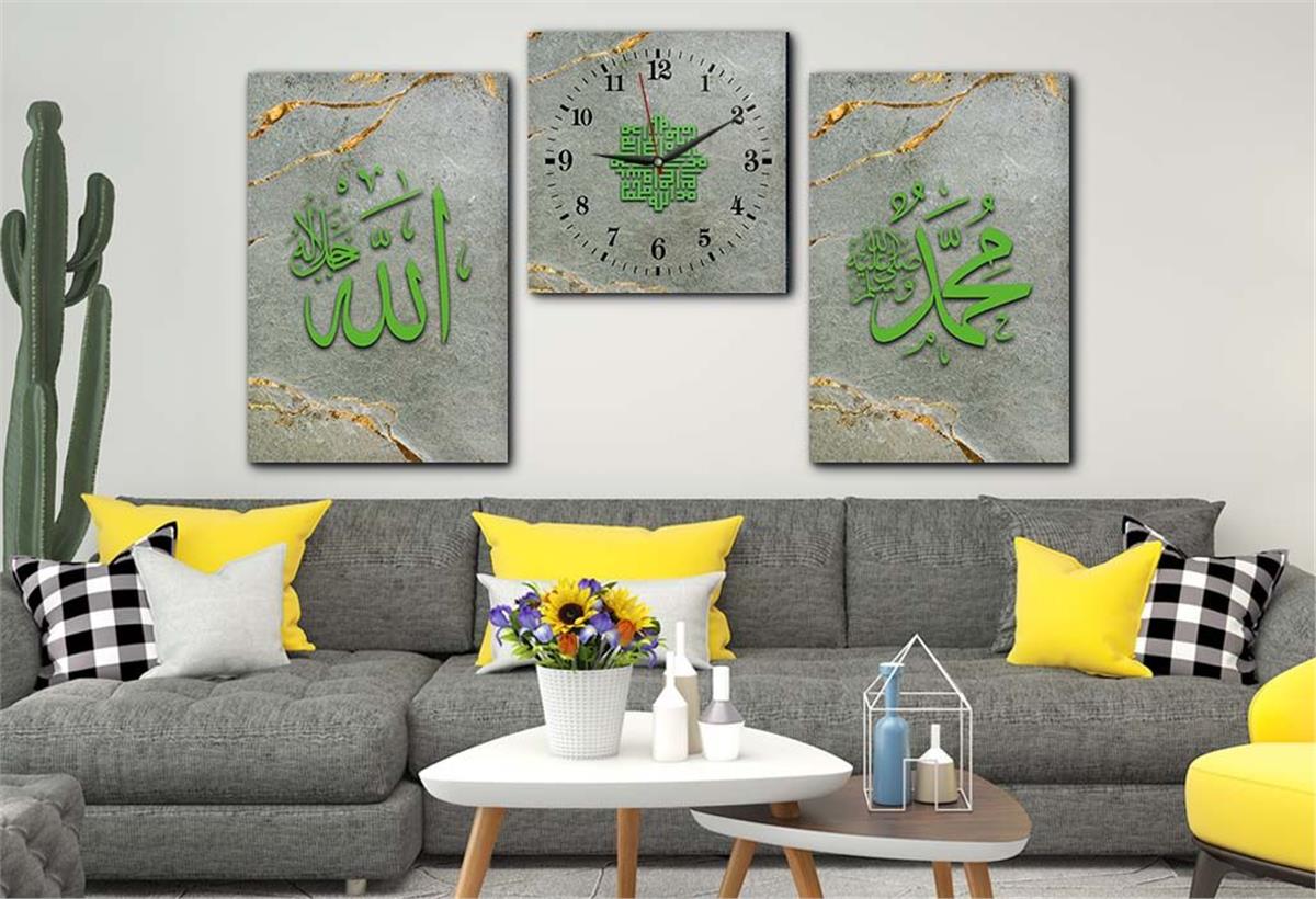 مجموعة لوح زجاجي ديني مع ساعة
