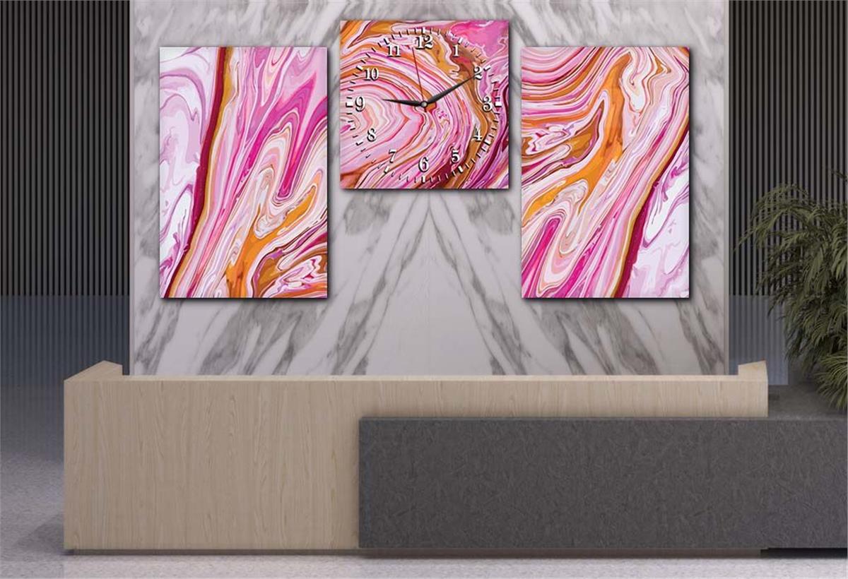 Tempered Glasss Wall Arts Art-Themed Set with Clock