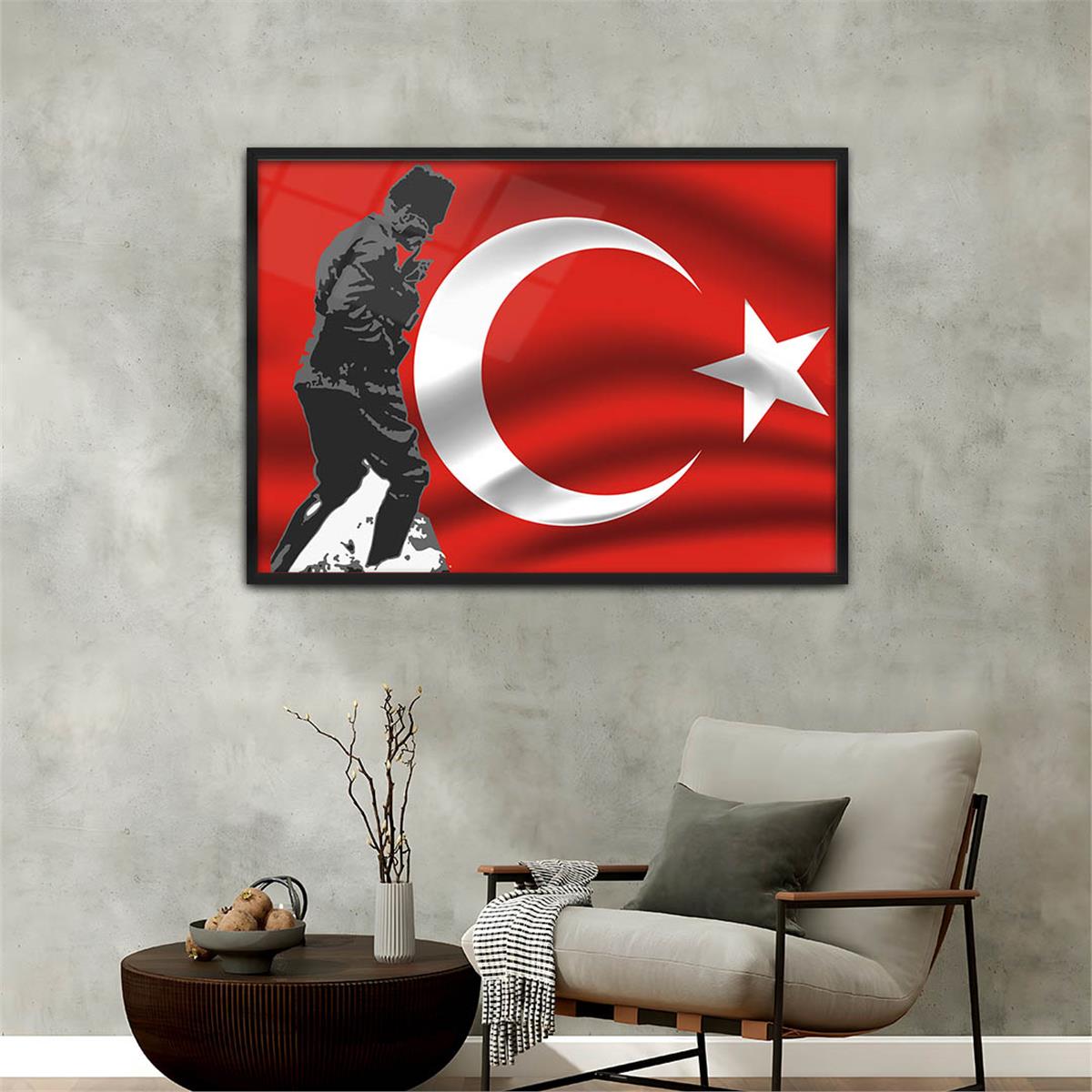Alüminyum Çerçeveli Vatan Temalı Cam Tablo 027