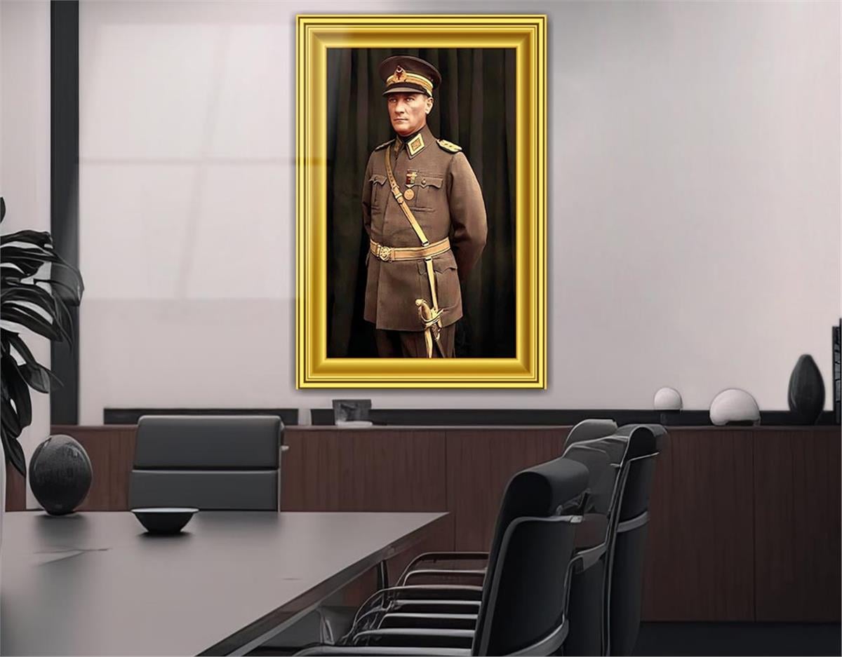 ÇERÇEVE GÖRSELLİ MUSTAFA KEMAL ATATÜRK GÖRSELLİ CAM TABLO 