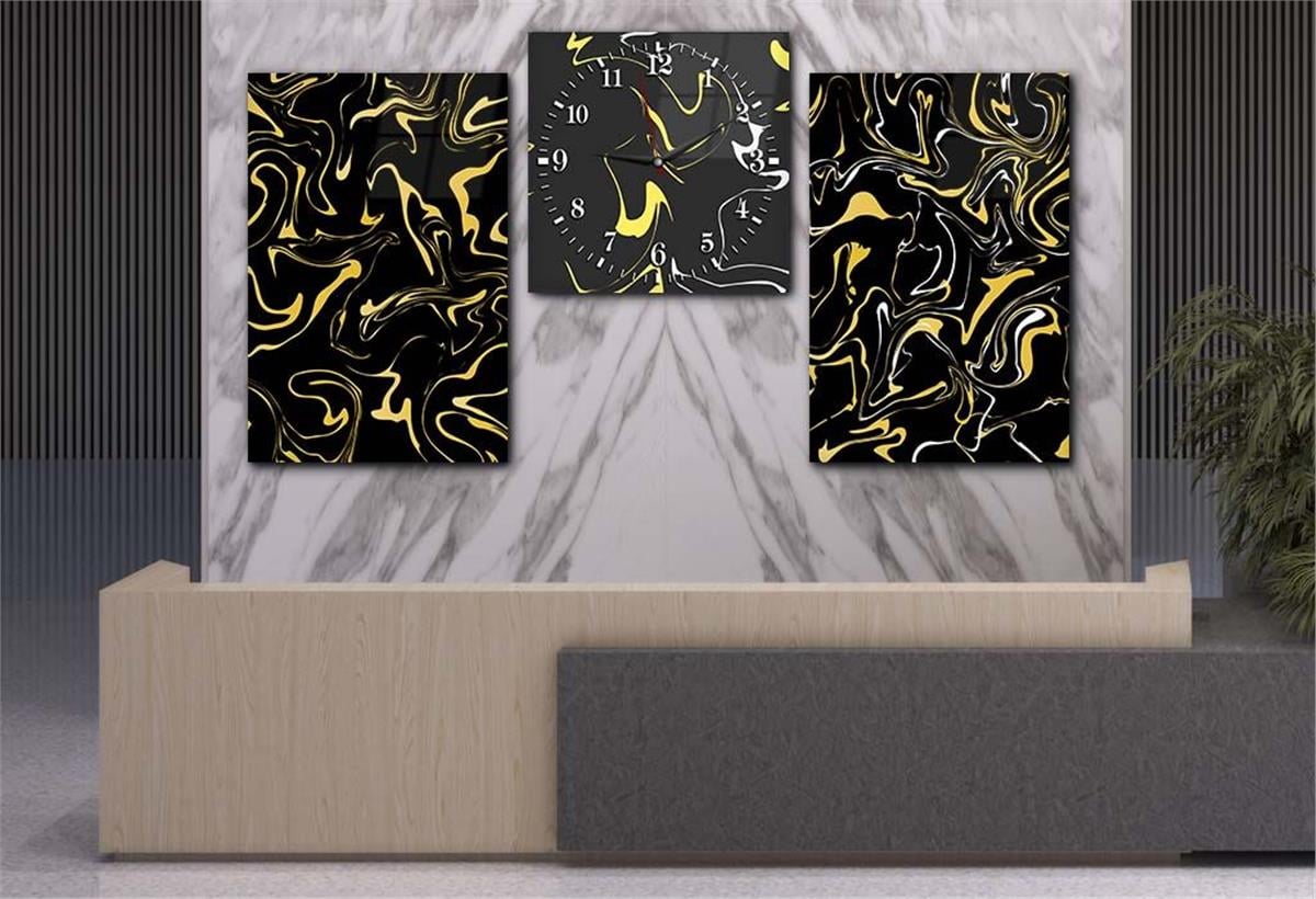 Tempered Glasss Wall Arts Art-Themed Set with Clock