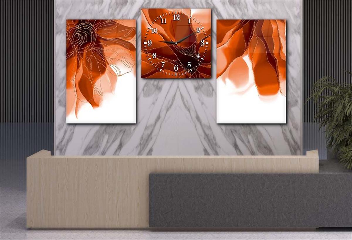 Tempered Glasss Wall Arts Art-Themed Set with Clock