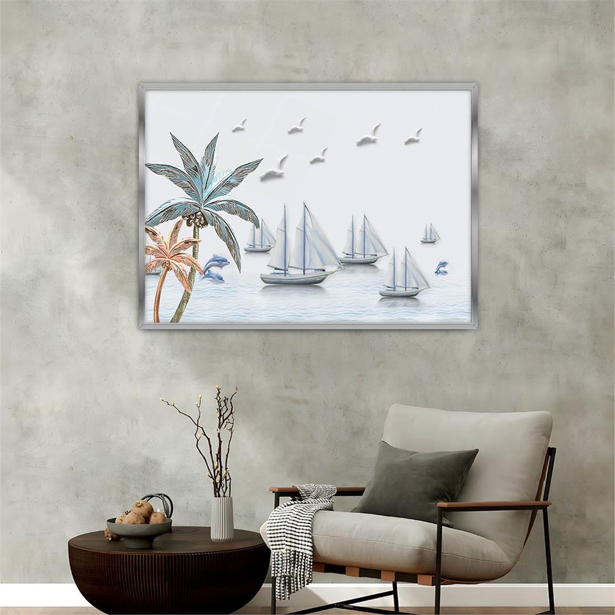 Aluminum-Framed Art-Themed Tempered Glass Wall Art 038