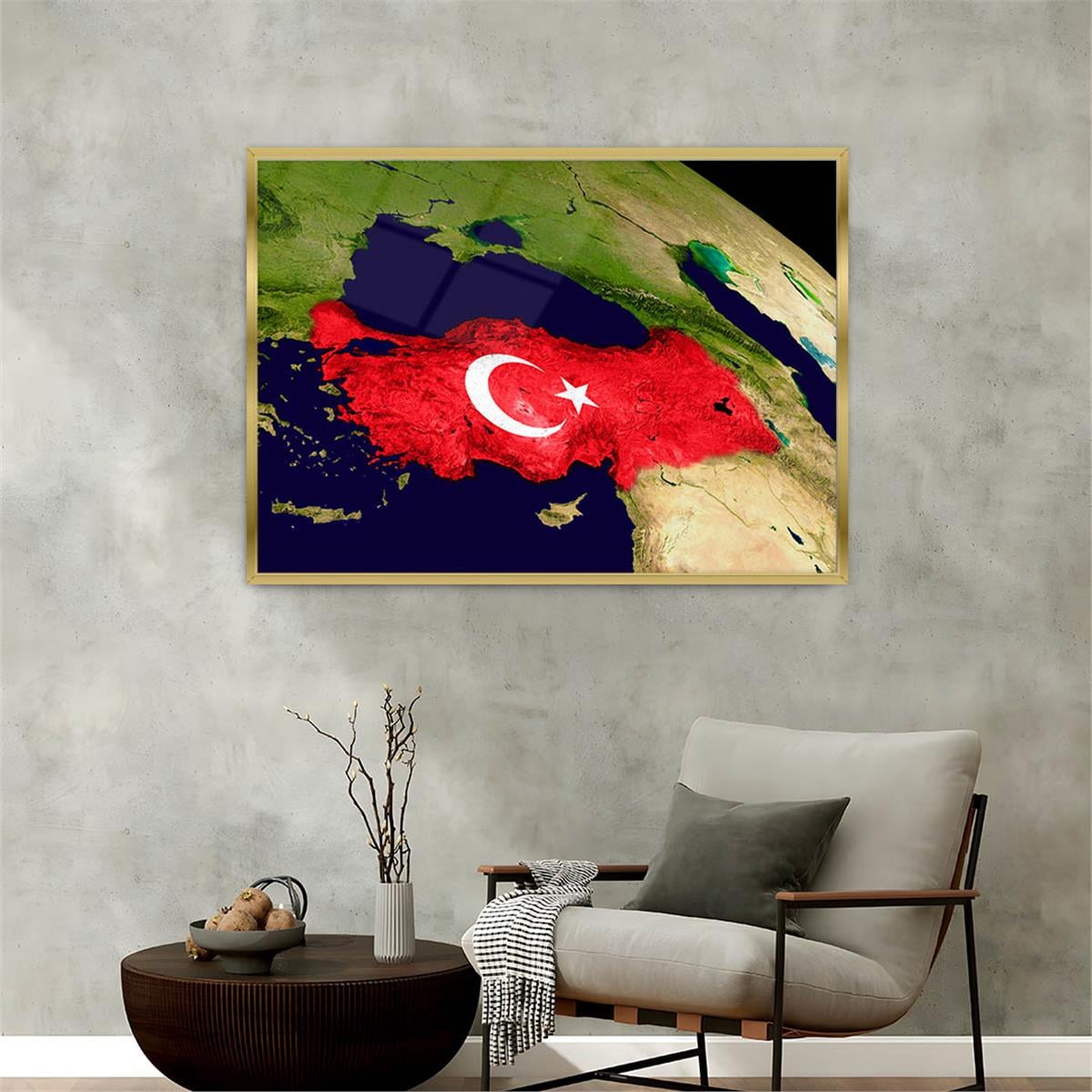 Alüminyum Çerçeveli Vatan Temalı Cam Tablo 075