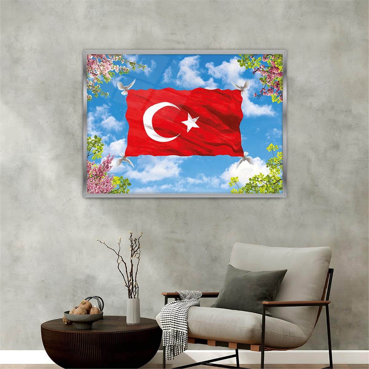 Aluminum-Framed National-Themed Tempered Glass Wall Art 057