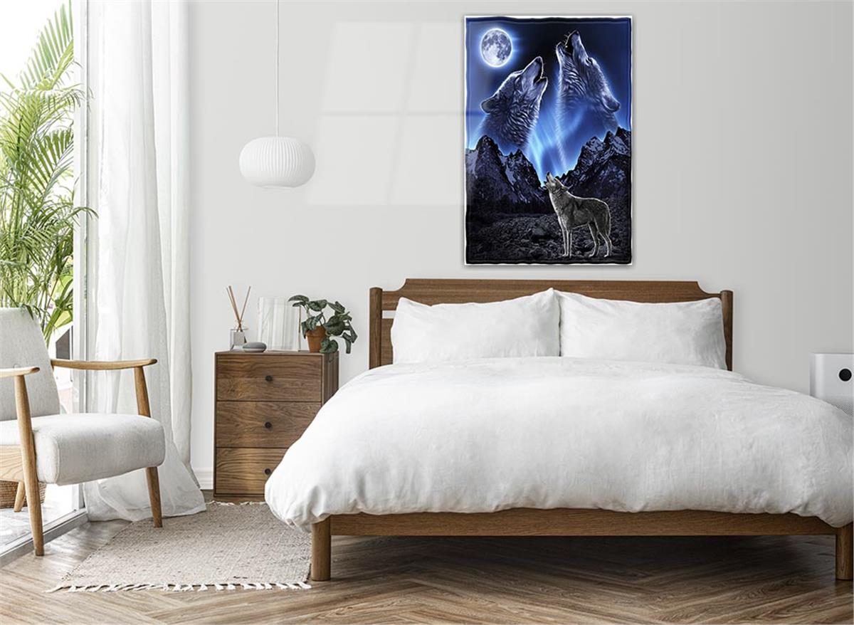 Howling Wolf Glass Wall Art