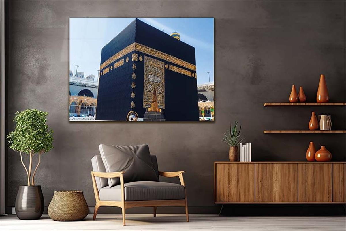 Ka’bah  on Glass Print Caaba Glass Wall Art Kaaba Tempered Glass Wall Art