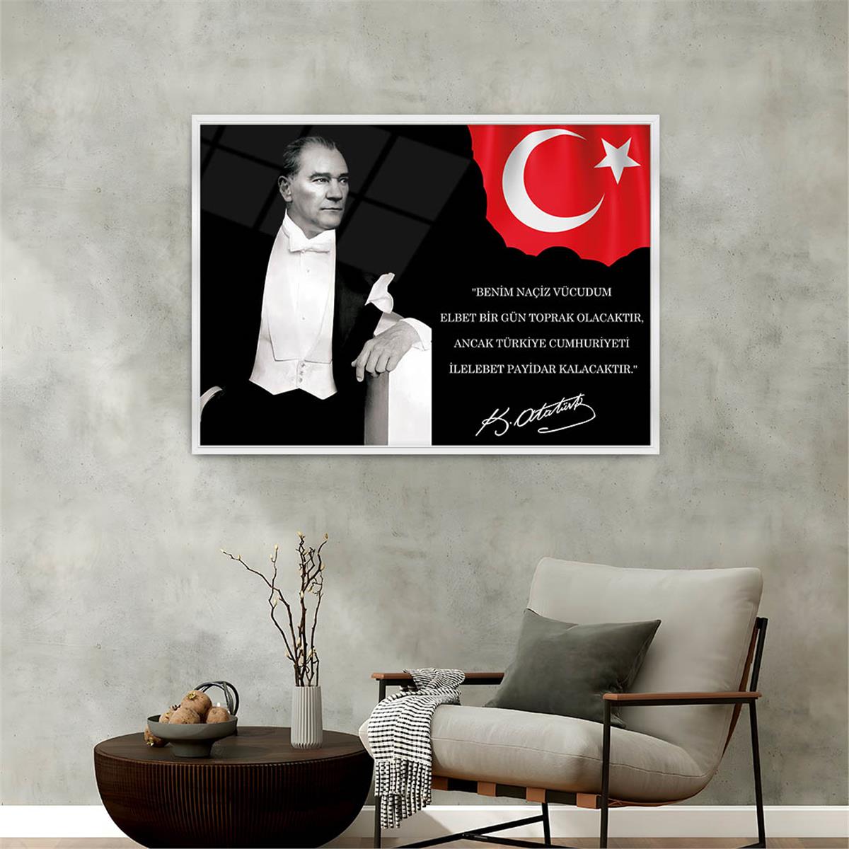 Alüminyum Çerçeveli Vatan Temalı Cam Tablo 001