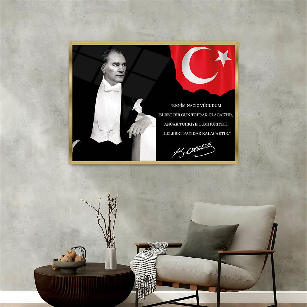 Alüminyum Çerçeveli Vatan Temalı Cam Tablo 001