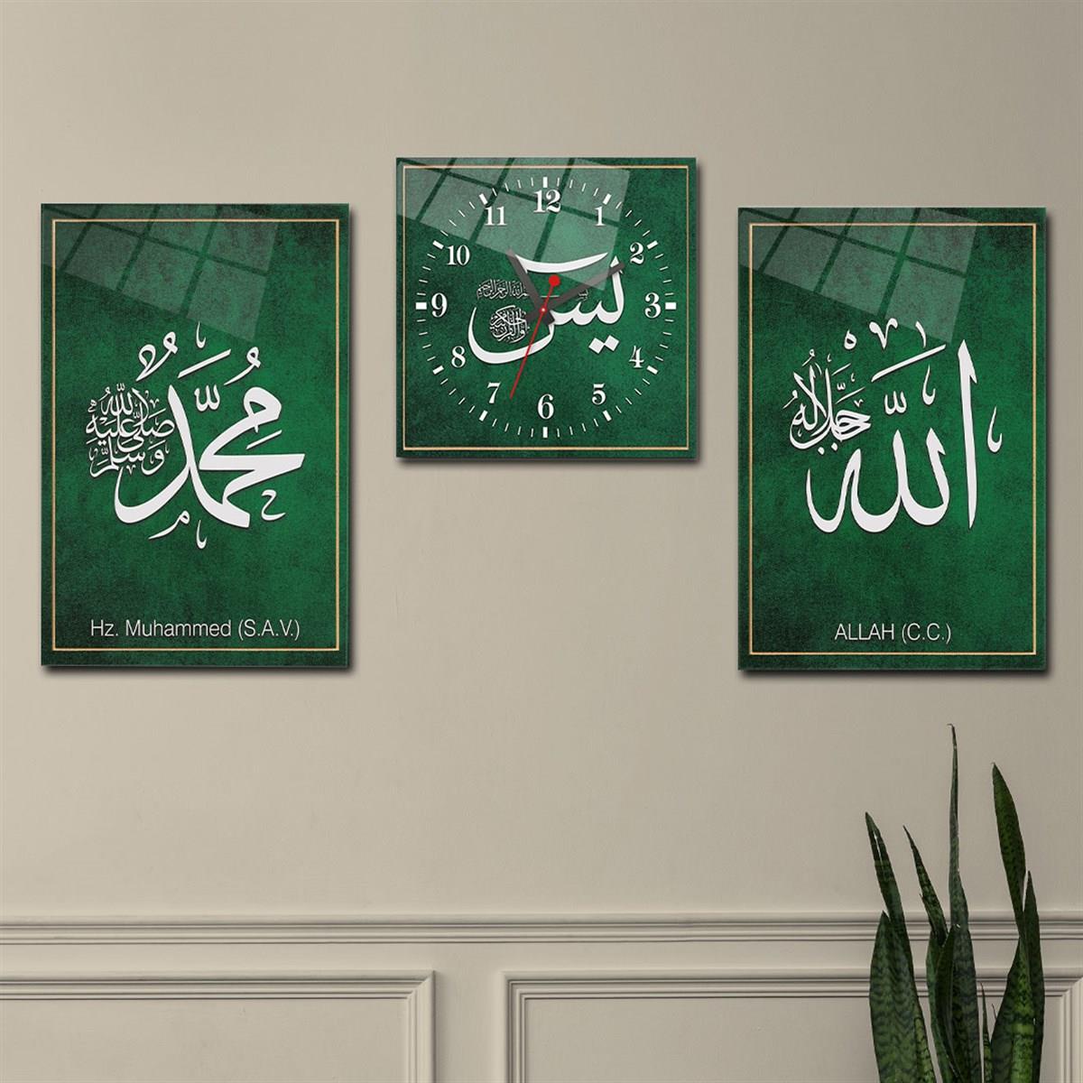Haftanın İndirimli Ürünü Dikey Saatli Set Cam Tablo 40x60 cm (Sağ ve Sol Tablo 40x60 cm Saat 40x40 cm ölçüsünde)