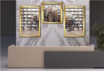 Tempered Glasss Wall Arts Art-Themed Set with Clock