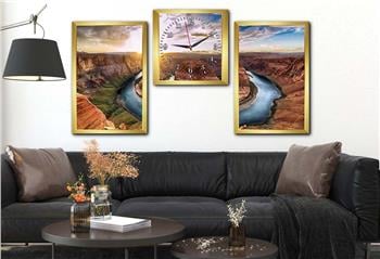 Tempered Glasss Wall Arts Art-Themed Set with Clock