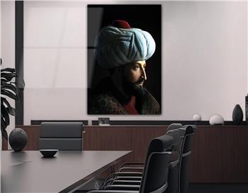 FATİH SULTAN MEHMET HAN GÖRSELLİ CAM TABLO