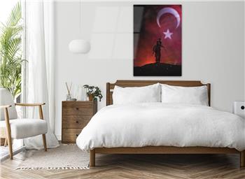TÜRK BAYRAĞI TÜRK ASKERİ GÖRSELLİ CAM TABLO