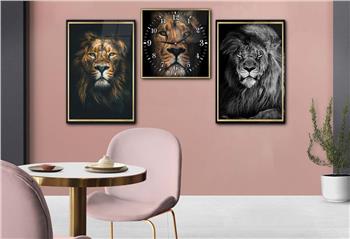 Tempered Glasss Wall Arts Art-Themed Set with Clock
