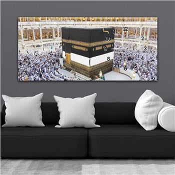 Kabe Yatay Saatli Yandan Dini Temalı Cam Tablo 067